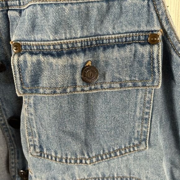 Vintage Solutions! Original Denim Jean Vest Corduroy Collar, Sz Small - Picture 5 of 16